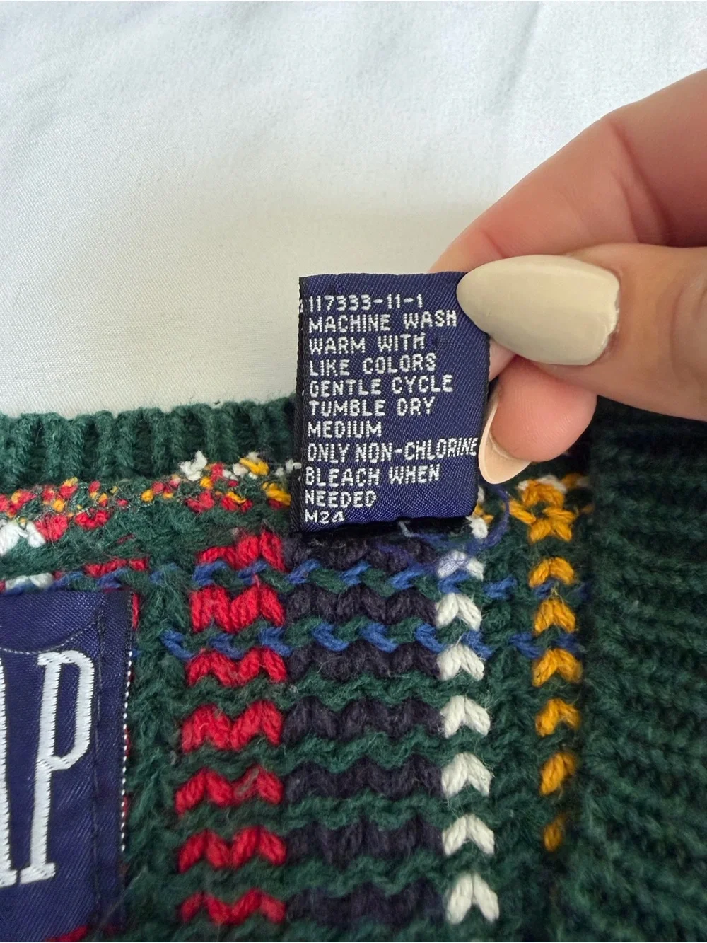 VTG 90s GAP Green Blue Red Holiday Tartan Plaid Knit Sweater Vest 100% Cotton